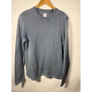 GAP Men's Blue Washed Knit Crew Neck‎ Long Sleeve Sweater M